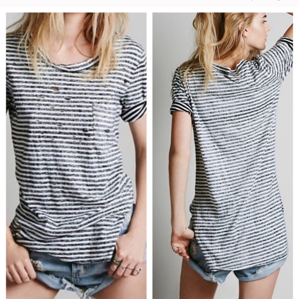 Free people destroyed “tommy” slide slit tee shirt